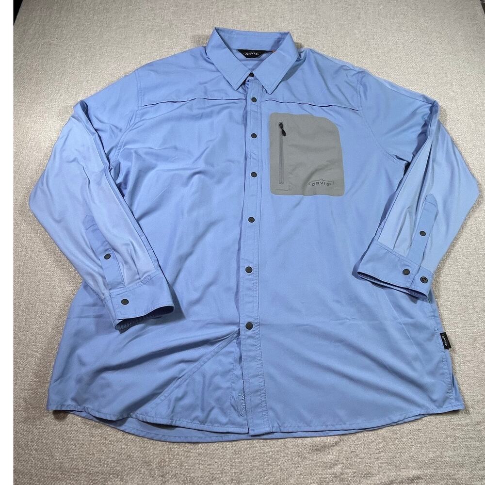 Orvis Men’s XL Blue Long Sleeve Vented Button Front Performance Fishing Shirt